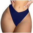 thumbnail image 4 of vigerkar Women's V Cut High Waisted Bikini Bottom High Leg Cut Swimsuit Bathing Suit Bottoms Navy, S, 4 of 4
