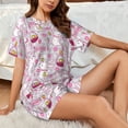 thumbnail image 4 of KLL Easter Rabbit Print Pajama Set for Women Short Sleeve Sleepwear Pjs Soft 2 Piece Lounge Sleepwear Sets-4X-Large, 4 of 6