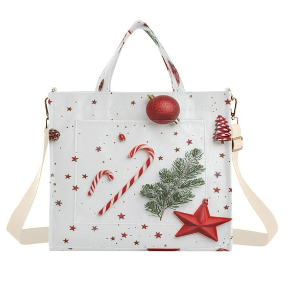 Corduroy Tote Bag for Women Shoulder Handbags Fashion Ladies Purses Satchel Messenger Bags Christmas Composition S