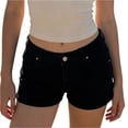 thumbnail image 2 of Wutalume Jeans for Women Denim Shorts with Chain Detail, Stretch Slim Fit Jean Shorts for Edgy Summer Casual Wear,Black L, 2 of 5