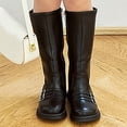 thumbnail image 2 of PEASKJP Girls Duck Boots Western Broad Square Toe Boot, Black 29, 2 of 5