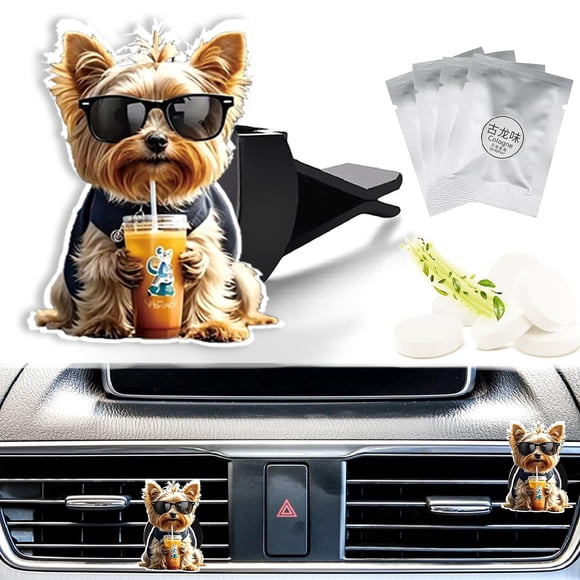 Ambientador para auto Lynzetqy con clip para rejilla en forma de perro y 4 fragancias