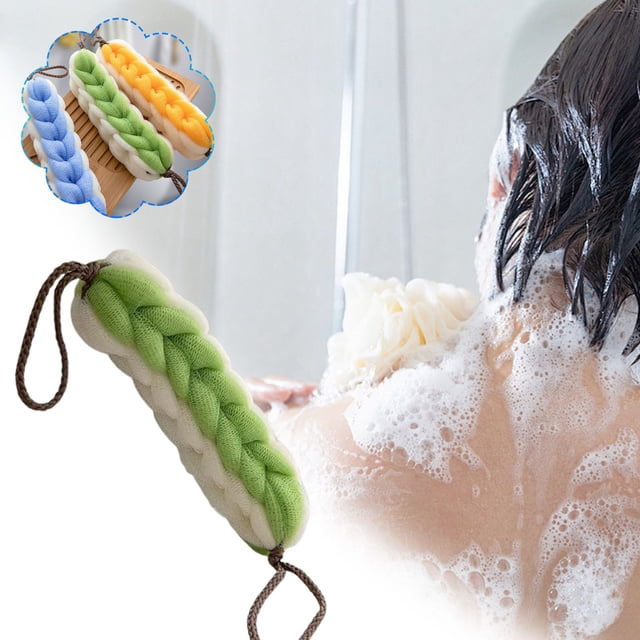 COM1950s Large Thick Shower Loofah with Hanging Rope,Durable Bath Sponge for Back Scrubbing and Deep Cleaning,Extra Large Size 11.8 X 3.1 Inches