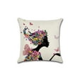 thumbnail image 2 of Girl Silhouette with Flowers and Butterflies, Bicycle Pattern Cotton Linen Fabric, Decorative Indoor / Outdoor Throw Pillow Cover Set 18x18, 2 of 5
