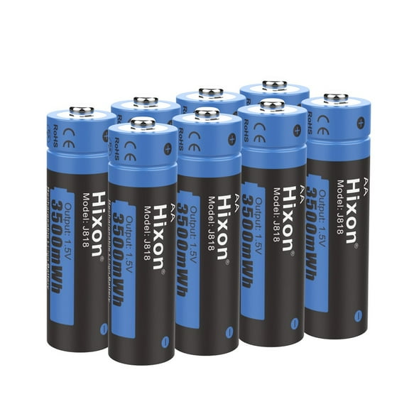 Hixon Lithium Rechargeable AA Batteries, 8-Pack 3500mWh 1.5V Constand Voltage AA Batteries Recharge over 1500 Cycles
