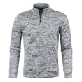 thumbnail image 4 of Havenx Men's Quarter Zip Sweater Long Sleeve Knitted Pullover 1/4 Zipper Mock Neck Pullover Sweatshirt Stand Collar Warm Slim Fit Comfy Lightweight Workout Sweater Tops,Light Gray L, 4 of 5