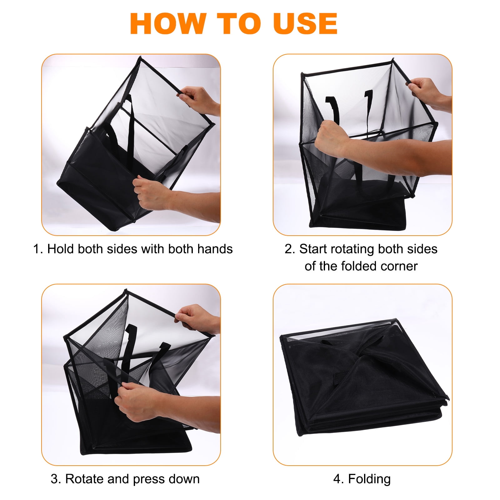Unique Bargains Collapsible Laundry Hamper with Handles for Dirty Clothes Storage Black