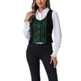 thumbnail image 1 of INSPIRE CHIC Chaleco Vintage para Mujeres, Chaleco de Trabajo Elegante con Botones a Cuadros, Talla XL, Verde, 1 of 6