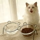 thumbnail image 3 of Cuencos de vidrio elevados para gatos o perros pequeños con soporte de metal elevado y antideslizantes para platos de agua y comida para mascotas, 3 of 5