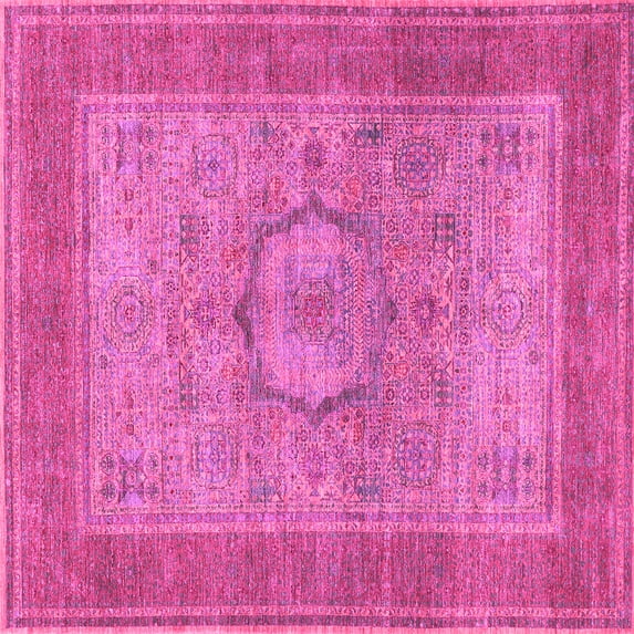 Ahgly Company Indoor Square Medallion Pink Traditional Area Rugs, 5' Square