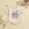 thumbnail image 2 of Gunia Baby Boy Girl Easter Outfit Short Sleeve Letter Prints Kids Romper Clothes Sets 0-18 Months, 2 of 8