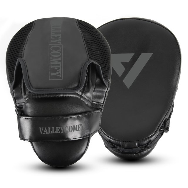Guantes de boxeo Boxing Focus Valleycomfy de piel curvada, color negro