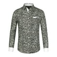 thumbnail image 3 of INSPIRE CHIC Men's Vintage Leopard Printed Button Down Long Sleeve Cotton Shirt M Leopard White, 3 of 7