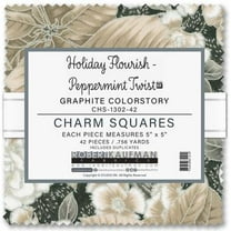 5" Charm Pack Squares - Holiday Flourish Peppermint Twist Graphite Colorstory by Studio RK Robert Kaufman Fabric Bundle Quilter's Cotton Precuts (CHS-1302-42) M532.58
