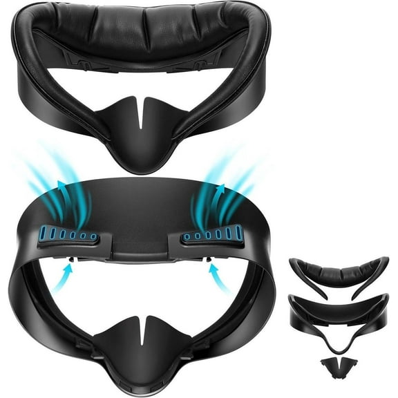 Facial Interface for Meta Quest 3S - Upgraded Wider PU & Ice Silk Face Cover Pads, Anti-Fog, Anti-Light Leakage VR Headset Accessories for Oculus with Lens Protector Cushion