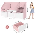 thumbnail image 2 of Homfa Kids Bookshelf with Reading Nook & 3 Movable Drawers, 2 Cube Bookcase with 4-Tier Book Racks, Toy Storage Organizer for Playroom Bedroom, Pink, 2 of 7