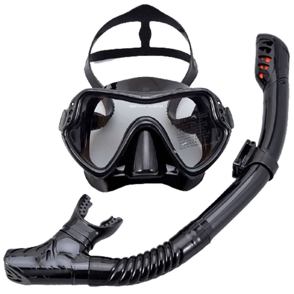 Professional No Leak Snorkel Set Premium Material For Swimming Pool Black -