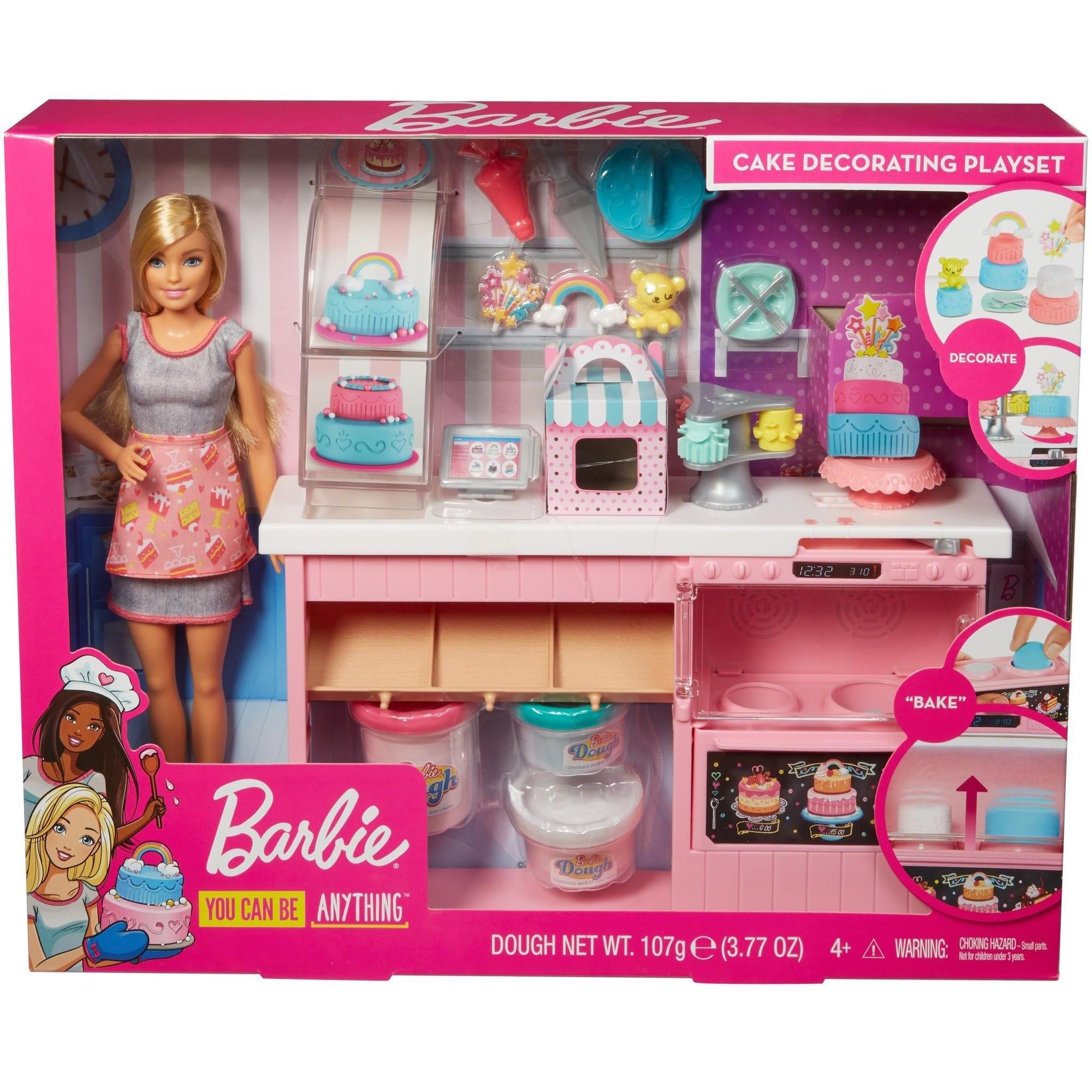 Barbie Cake Decorating Playset & Accessories Doll New Kids Kitchen Mattel 
