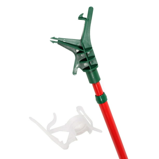 11' Telescoping Christmas Tree Decorating Pole for Hanging Lights Includes 25 Gutter Clips