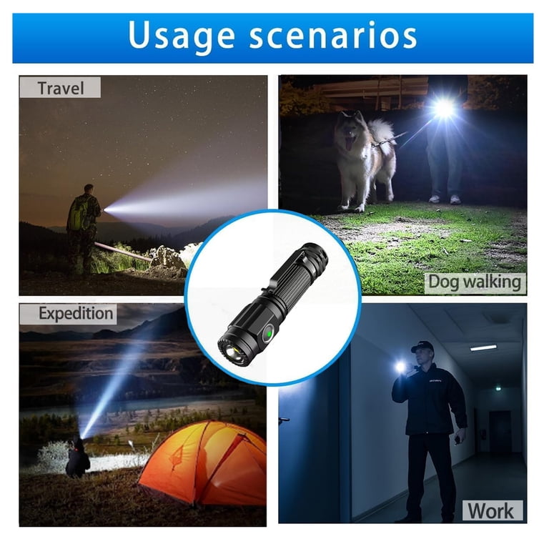 Rechargeable LED Flashlight, 2000 High Lumens USB Memory Switch LED Tactical Flashlight, Super Bright 5 Modes Waterproof Flashlight for Camping,