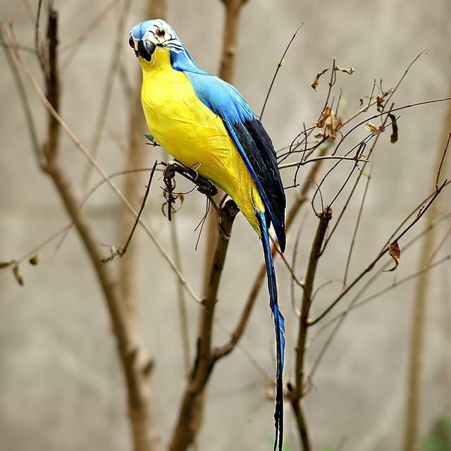 Nvzi 1 pieza de pájaros artificiales de 13,8 pulgadas, loro realista con modelo de decoración de loro con plumas realistas para decoración artesanal, azul lago A