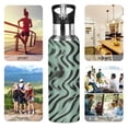 thumbnail image 5 of Wavy Black and Green Pattern 1000ml Double Walled Stainless Steel LeakProof Sports Bottle Thermo 8h Portable, 5 of 9