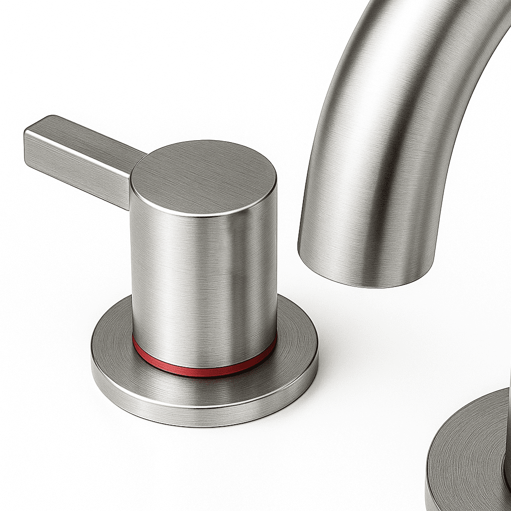 3 Hole Brushed Nickel Bathroom Faucet, Dual 304 Stainless Steel Handles, Modern Lead-Free Ceramic Valve Faucet, 1.5 GPM Straight Aerator Spout for Bathroom Sink