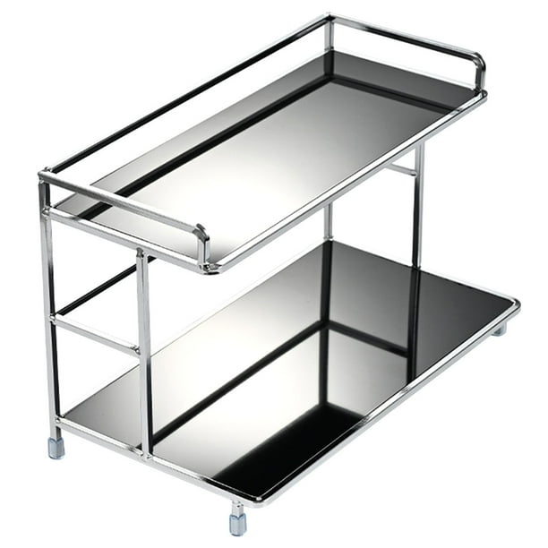 Estante de Almacenamiento de Escritorio de Metal con , Estante de Escritorio de Doble Capa, Estante para Tazas, Estante para Cosméticos de Baño.