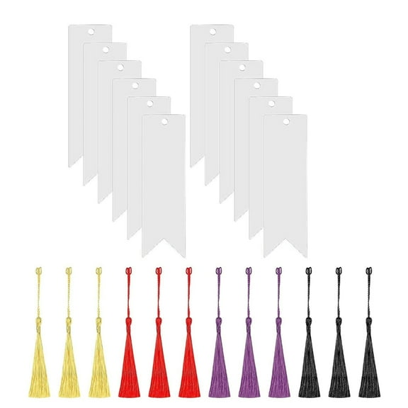 Yokua 12 Pcs Rectangular Acrylic Bookmarks Aesthetic Bookmarks Blank Bookmarks Set