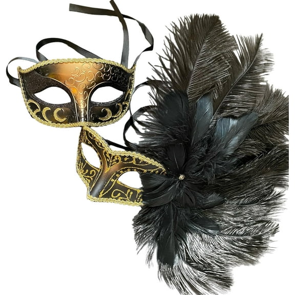 Mardi Gras Masquerade Mask Pair Cosplay Prom Dance Birthday Halloween Cosplay Dress up Party Wear MASQ
