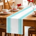 thumbnail image 5 of Teal Green Striped Table Runner 72 Inches, Farmhouse Simple Line Vertical Stripes Bed Runner Dresser Scarves Tabletop for Indoor Outdoor Parties/Ceremony/Banquet, 13" x 72", 5 of 9