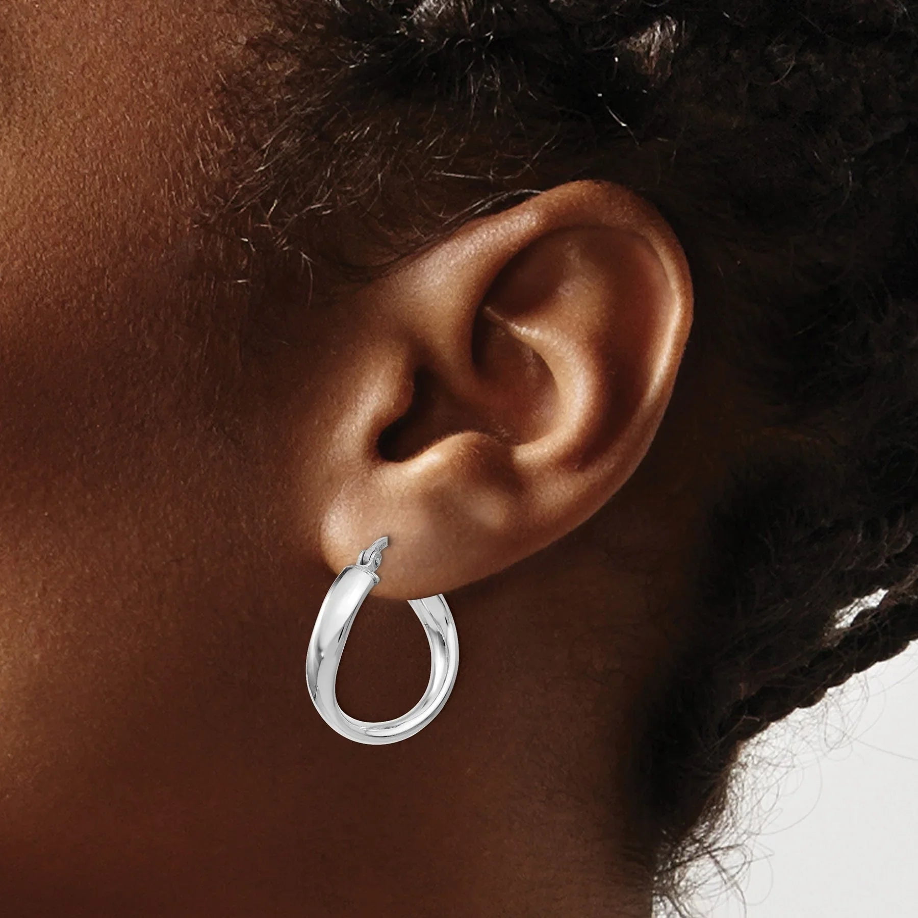 Fine Color Jewels Twisted Hoop Earrings Sterling Silver Rhodium Plated Wire & Clutch Closure for Women