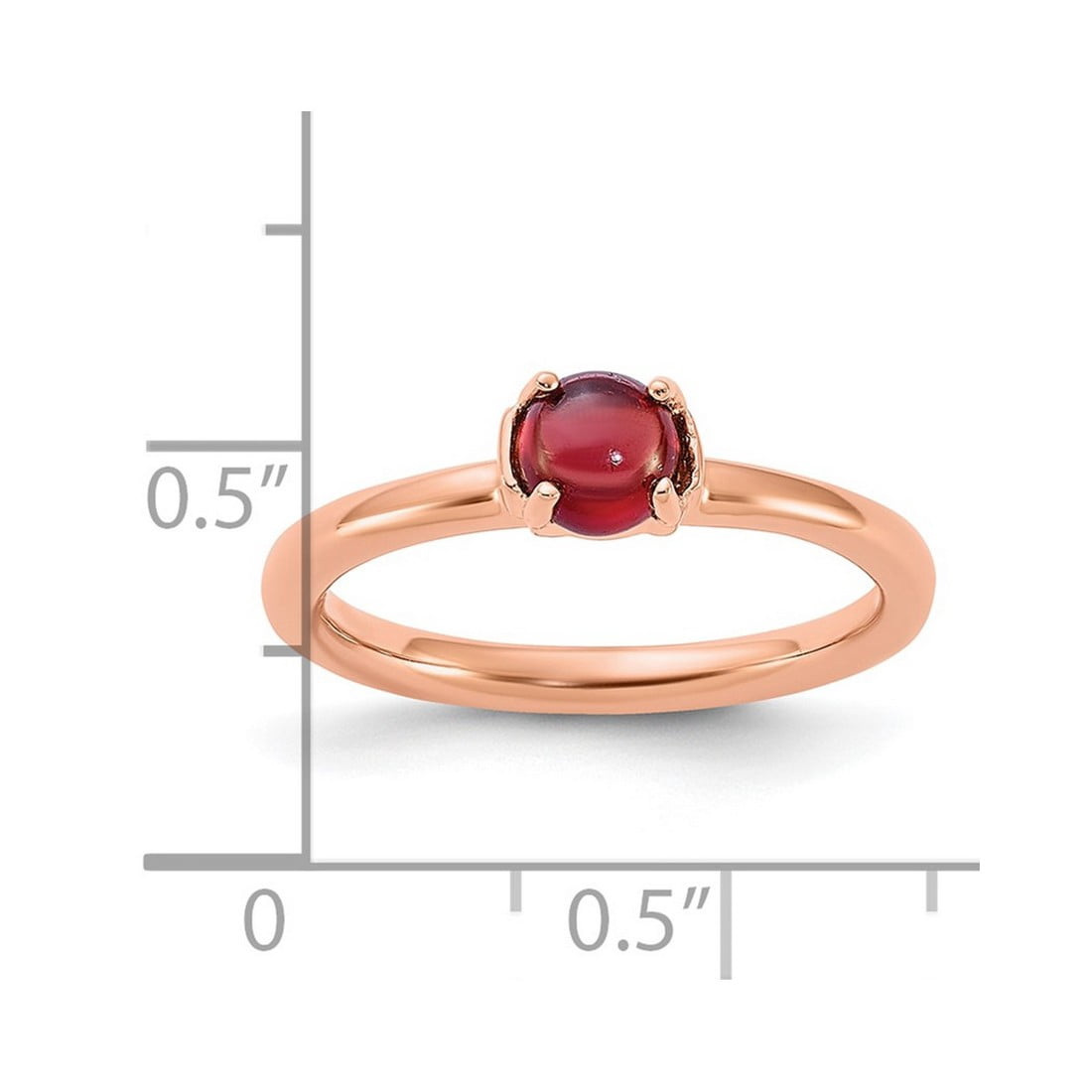 2.5mm 925 Sterling Silver Polished Prong set Stackable Garnet Pink Plated Ring Size 8 Stackable Ring for Women