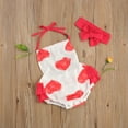 thumbnail image 5 of Douhoow Baby Girl Valentine's Day Bodysuit Summer Infant Heart Print Backless Jumpsuits, 5 of 9