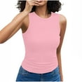 thumbnail image 2 of Tank Top Women Tabk Tops Womens Tank Tops Slim Fitted Cotton Basic Sleeveless Shirts Fashion Women's Casual Sleeve Less Solid Button Ladies Top Blouse Pink L, 2 of 7