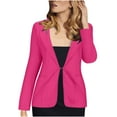 thumbnail image 2 of DTBPRQ Womens Casual Blazers Jackets Open Front Blazer Solid Long Sleeve Collarless Blazer Trench Business Work Office Jackets with Pockets, 2 of 6