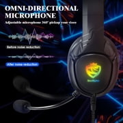 Gaming Headsets Wired for PS5/PS4/Xbox One/Nintendo Switch/PC/Mac/Phone,Over Ear Gaming Headphone with 7.1 Surround Sound,Noise Cancelling Mic,50MM Speaker,LED Lights,Black