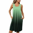thumbnail image 2 of Fznquz Plus Size Nightgowns for Women Loose Loungewear Sleeveless Sleep Dress Soft Gradient Casual Green Sleep Dress with Pockets, 2 of 7