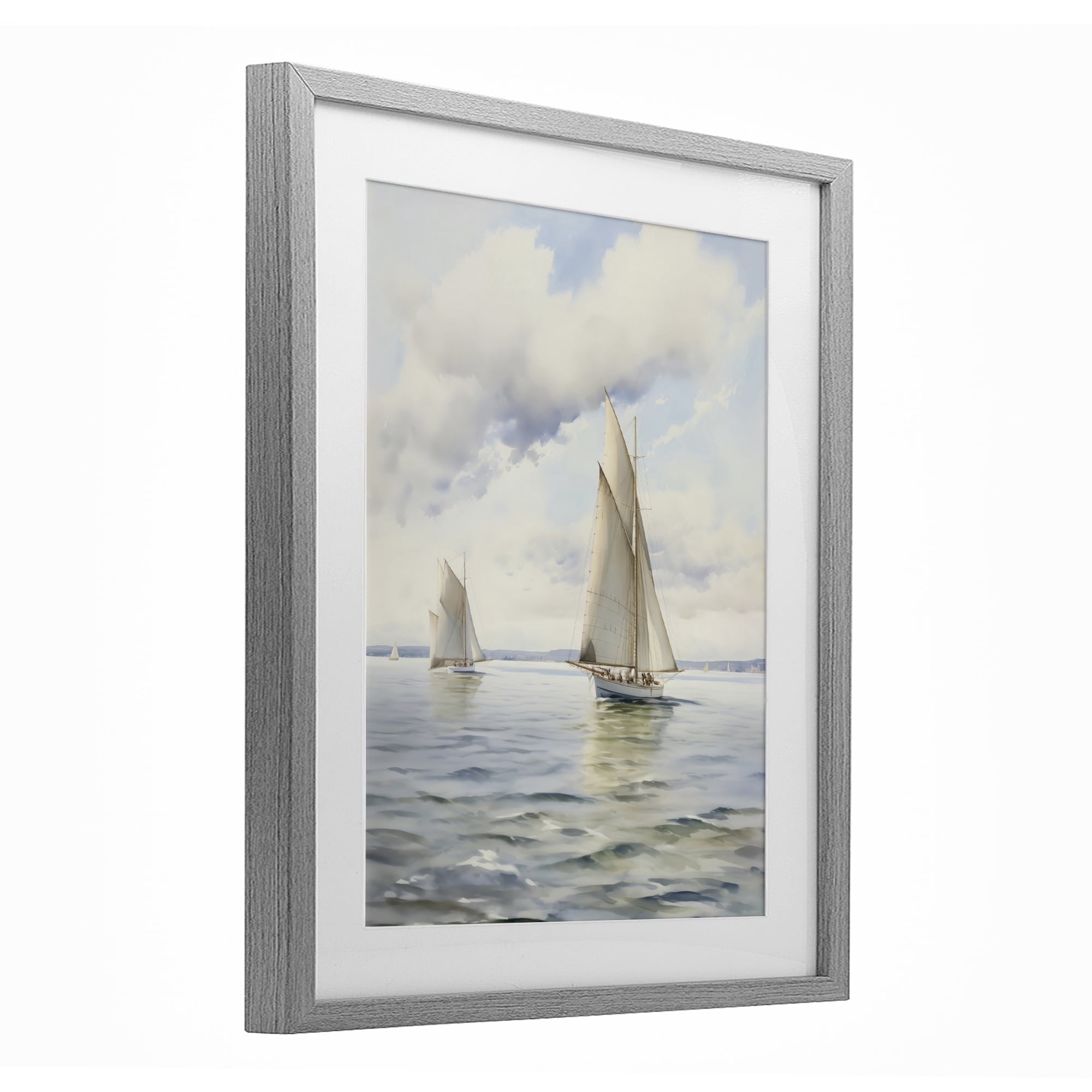 Stupell Industries Sailing Toward a Tranquil Horizon Gray Framed Print Under Glass, design by LSR Design Studio