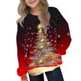 thumbnail image 1 of Sudaderas sin capucha para niños pequeños, niñas y niños, sudaderas con cuello redondo y manga larga estampadas, tops tipo pulóver con bolsillo, top de poliéster para niña, 1 of 6
