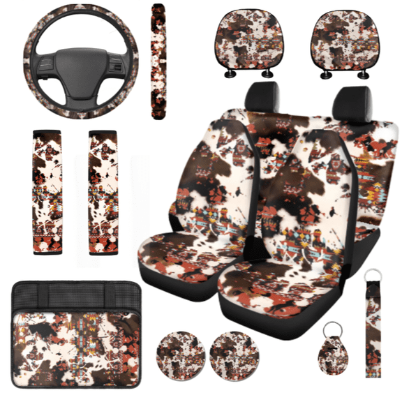 HUIACONG Camouflage Pattern Car Seat Cover Set, with Hand Rest Pad Car Headrest Covers, Compatible with Truck Trucks