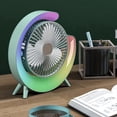 thumbnail image 2 of Ventilador de Escritorio Multicolor LED, Luz Ambiental, Carga USB, Ajuste de Gran Volumen de Aire, Pequeño Ventilador Eléctrico Silencioso B, 2 of 5