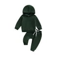 thumbnail image 2 of Loicainy Baby Toddler Girls Boys Hooded Outfit 3 6 12 18 24 Months 2T 3T Solid Color Pullover Hoodie Sweatshirt Tops and Casual Drawstring Pants Clothes Set, 2 of 9