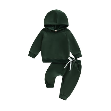 

Peyakidsaa Toddler Baby Boy Long Sleeve Solid Hoodies Sweatshirt Pants Sweatsuit Outfit Set