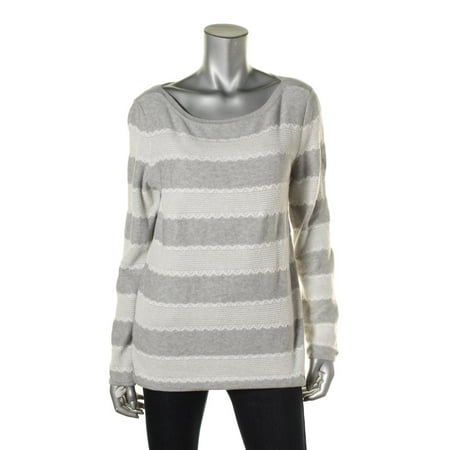Tommy Hilfiger Womens Heathered Lace Trim Pullover Sweater
