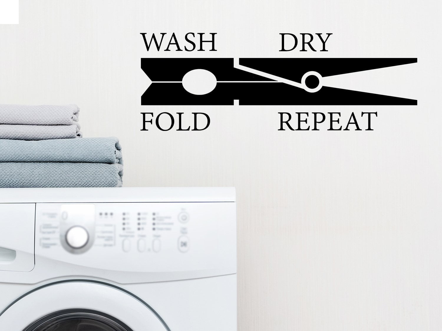 Clothespin Laundry Room Vinyl Wall Sticker Decal 6"w x 22"h 