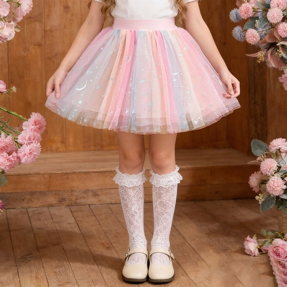 YTCAMLO Sparkle Tutu Skirts for Toddler Girls Fashion Layered Tulle Skirt Ballet Dance Princess Skirts Lightweight Birthday Outfits, Pink1 2-3 Years