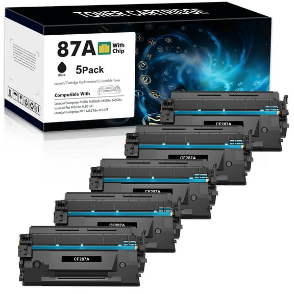 Toner H-Party Compatible 87A Toner Cartridge Replacement for HP 87A CF287A 87X CF287X Enterprise M506 M506dn M506n M506x Pro M501 M501dn M527 M527dn Printer (Black, 5-Pack)