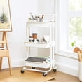 thumbnail image 6 of Behome Rolling Cart, 3-Tier Storage Cart with Wheels and Handle, Mobile Utility Cart for Office, Kitchen, Craft Room, White, 6 of 7