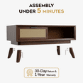 thumbnail image 5 of Jassy Solid Wood Coffee Table 2 Alternate Rattan Drawers, Brownie, 5 of 9